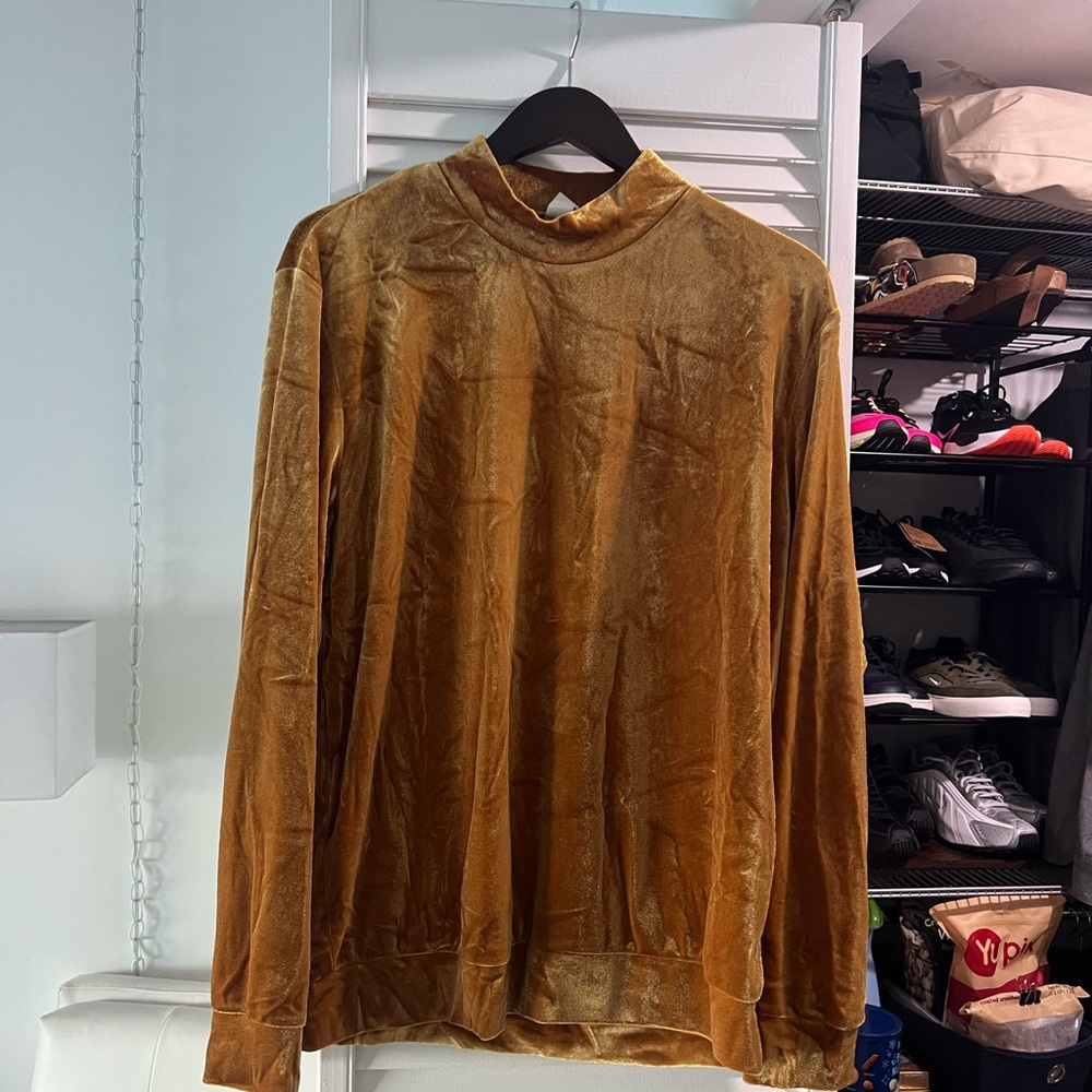 Velvet Long Sleeve Top in Rich Gold